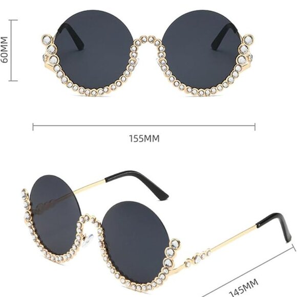 Semi-Rimless Crystal Sun Glasses main image 5